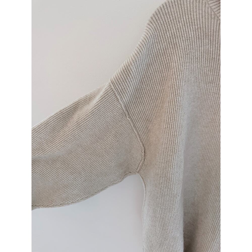 Free People Cream Textured Softly Structured Knit Turtleneck Sweater-Size Small - Picture 3 of 7